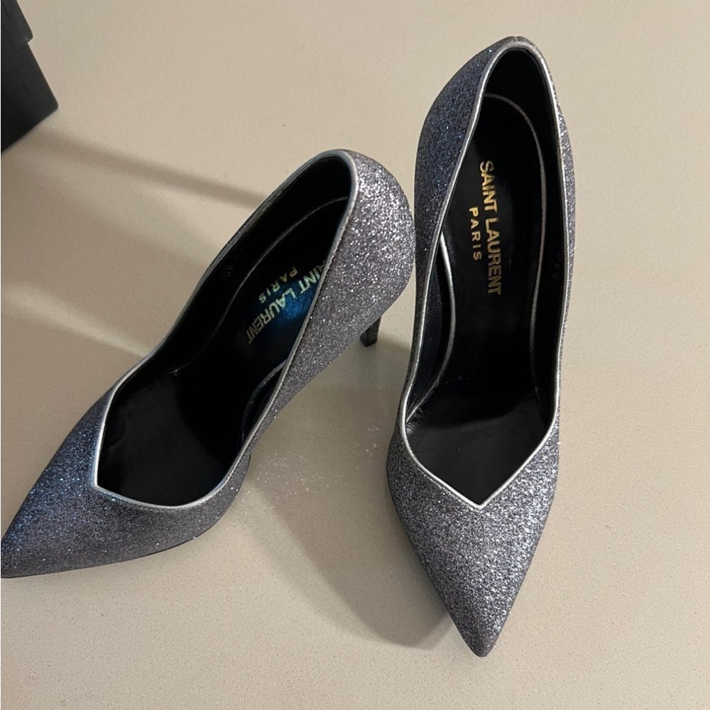 Saint Laurent Paris Glitter Pumps Heels 36.5 - Picture 4 of 8